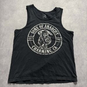 Sons of Anarchy Tank Top Mens Large Black Charming CA Reaper Graphic Biker Shirt